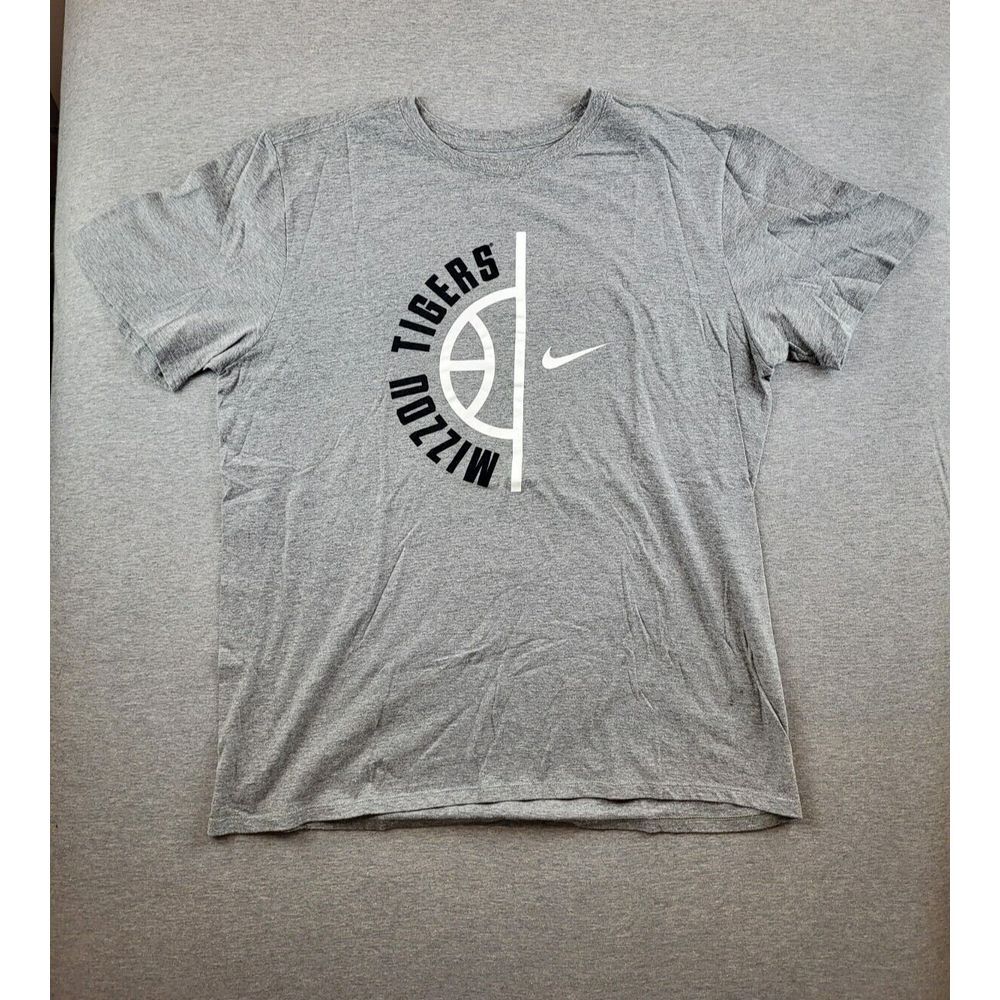 Nike Mizzou Tigers Just Do It Center Logo Double Sided Gray Mens T Shirt Sz. XL